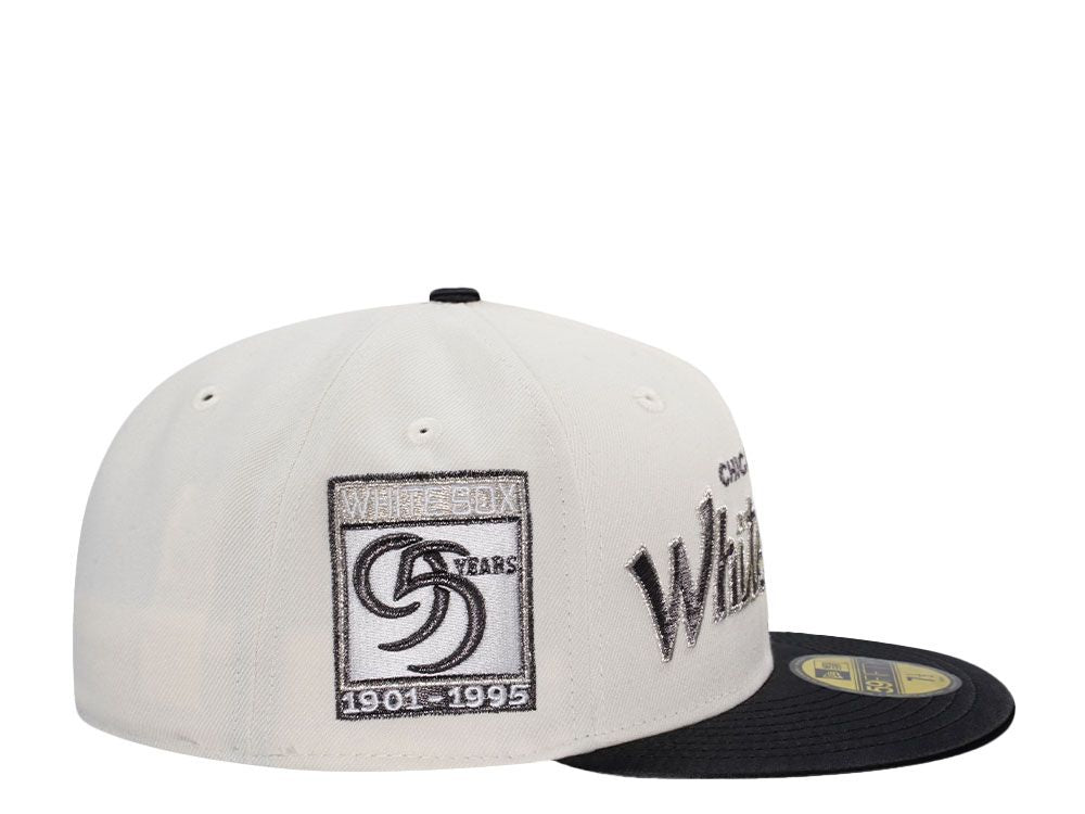 【海外買付品】NEW ERA 59FIFTY CHICAGO WHITE SOX 95 YEARS SATIN EDITION WHITE BLACK