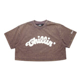 CHILLIN' Women's Big Logo Pigment Cropped S/Tee