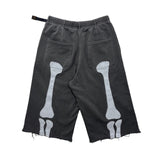 vanson  Bone Patch Sweat Shorts- Black / White