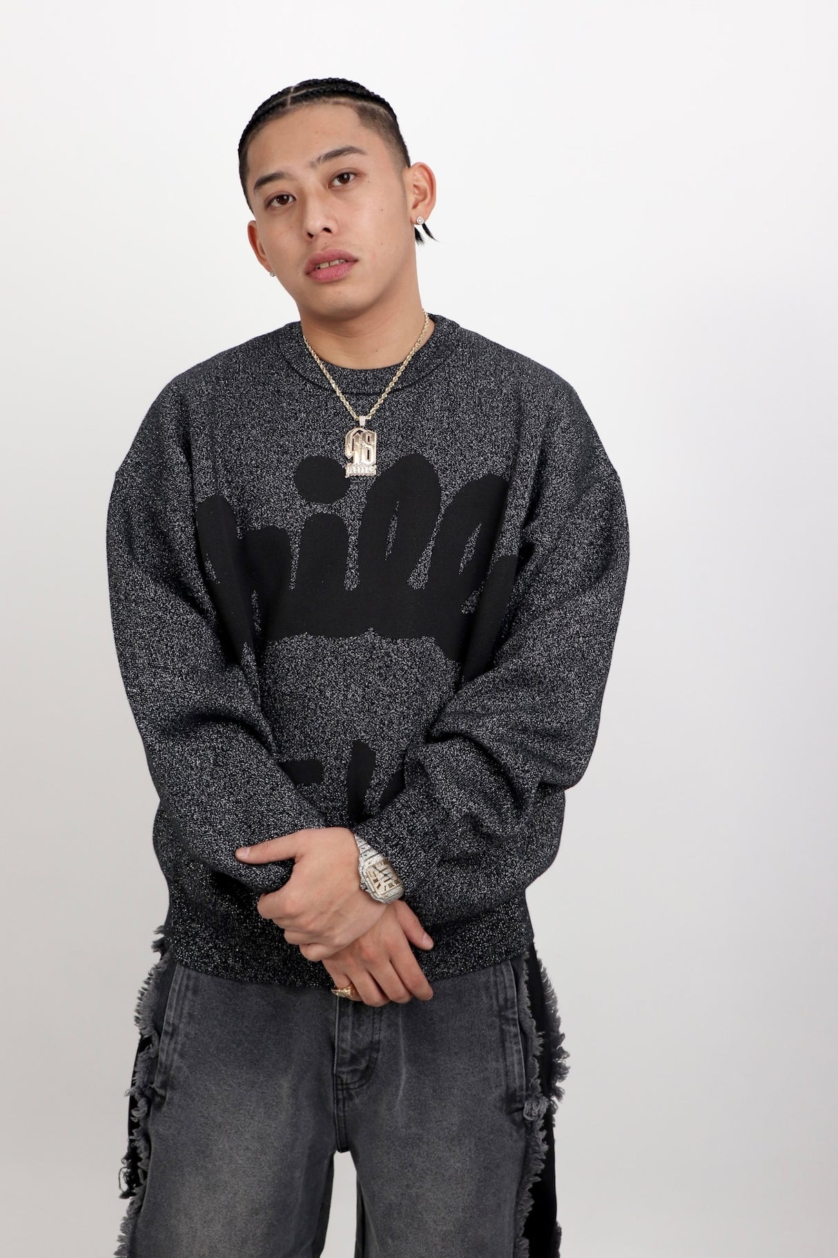 CHILLIN' -SHINY SWEATER- BLACK（beanie付き）