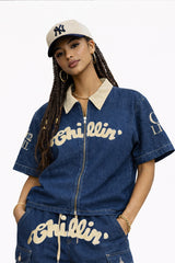 CHILLIN' -Denim Open Zip Shirts-　　　