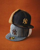【海外買付品】59FIFTY MLB ニューヨーク ヤンキース デニム ドッグイヤーフィティッドキャップ ネイビー