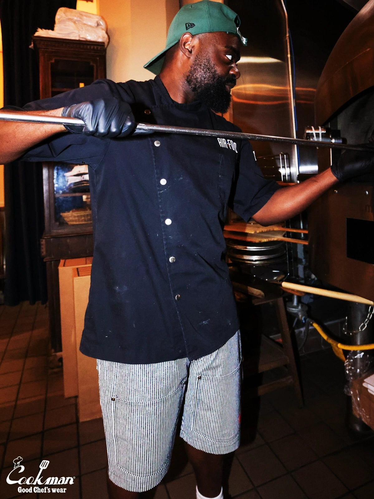 シェフパンツ Chef Pants Short Front Pocket Hickory Black