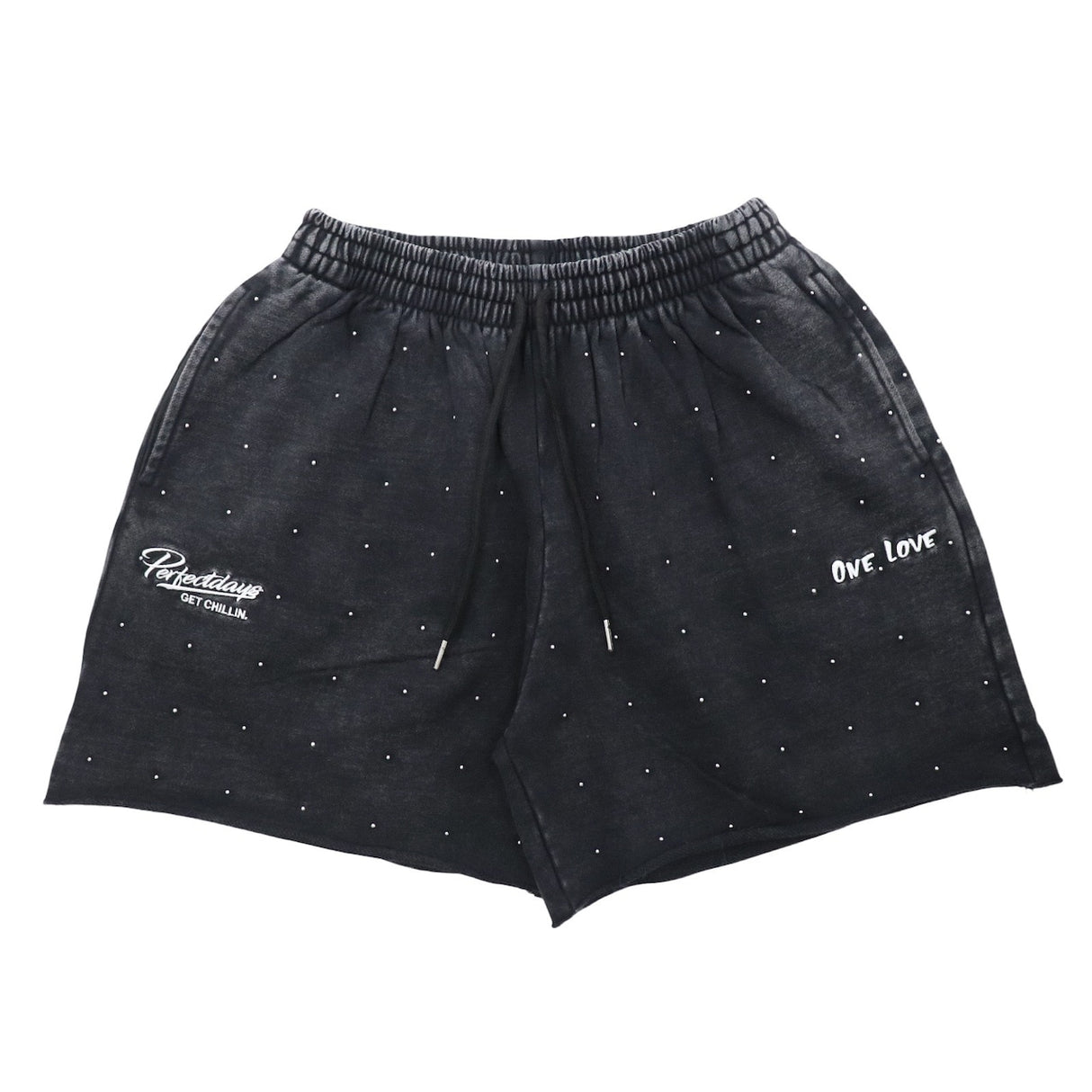 CHILLIN'  Studs Pigment Sweat Shorts- Black