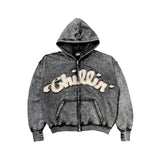 CHILLIN' -NY BUTTERFLY PIGMENT ZIP HOODIE-
