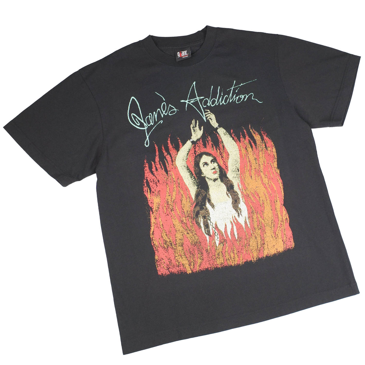 Giant Vintage JANES ADDICTION BURNING LADY SCREEN PRINT OVERSIZED BOX SILHOUETTE T-SHIRTS
