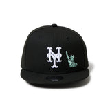 キッズ Youth 9FIFTY 自由の女神 エンブロイダリー ニューヨーク･メッツ ブラック【14671550】